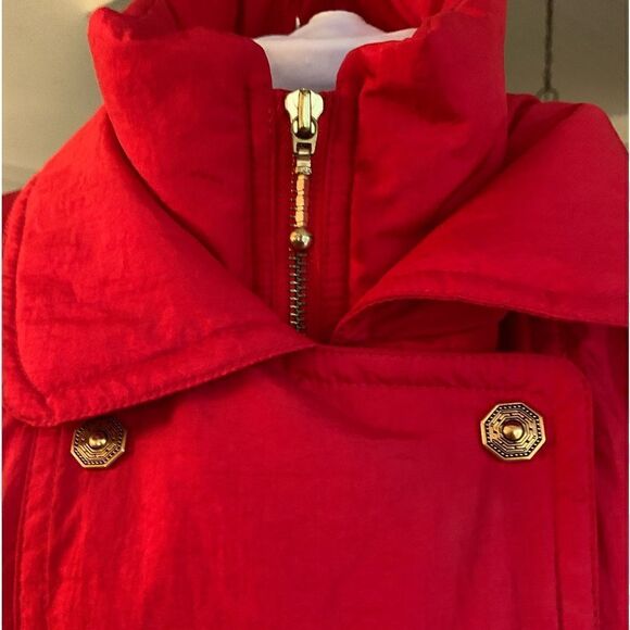 Vintage 90’s Fera Ski Jacket Bright Red Gold Button Detail Sz 16 - Picture 5 of 15